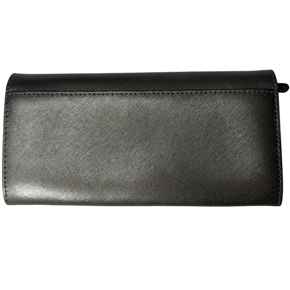 Michael Kors Metallic Taupe Saffiano Leather Wallet Contienental Snap Flap GUC - Picture 2 of 9